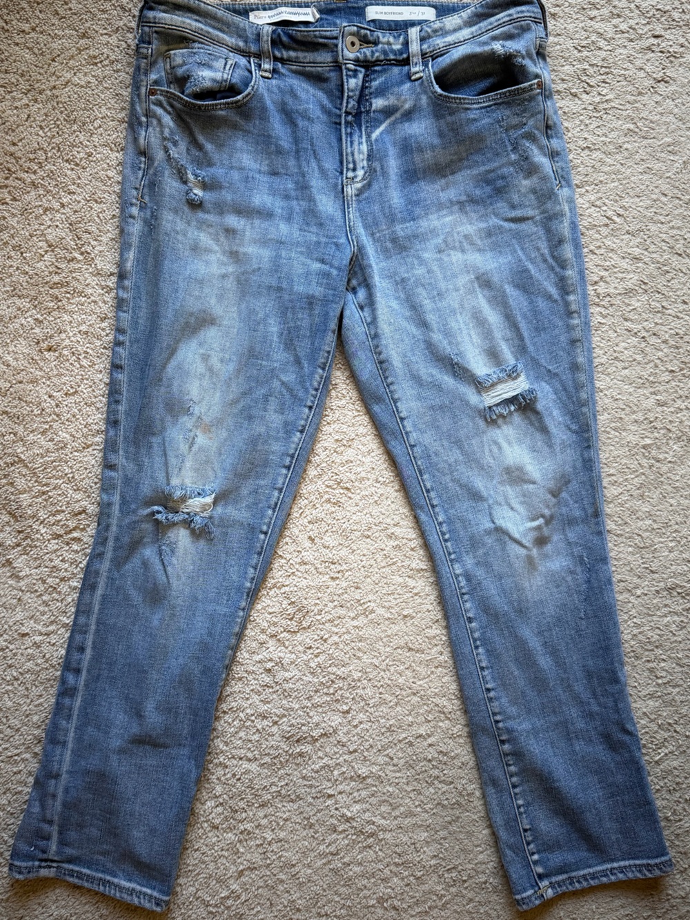 Pilcro Slim Boyfriend Jeans in Faded Blue Denim